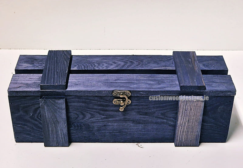 Load image into Gallery viewer, Rustic Bottle Box - Blue Single x 25 Bottle box Custom Wood Designs __label: Multibuy bottle-box-default-title-rustic-bottle-box-blue-single-53613456687447
