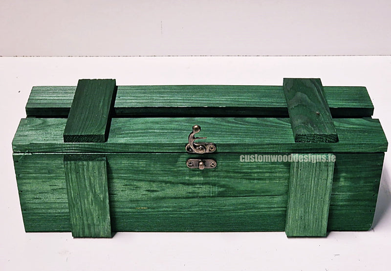 Load image into Gallery viewer, Rustic Bottle Box - Green Single x 25 Bottle box Custom Wood Designs __label: Multibuy Bottle Boxes Gift Boxes bottle-box-default-title-rustic-bottle-box-green-single-53613439746391
