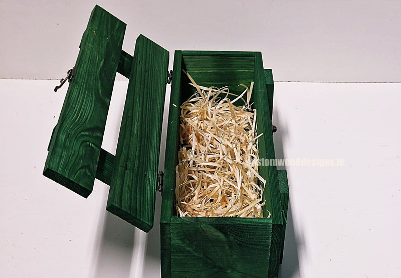 Load image into Gallery viewer, Rustic Bottle Box - Green Single Bottle box Custom Wood Designs __label: Multibuy Bottle Boxes Gift Boxes bottle-box-default-title-rustic-bottle-box-green-single-53613443809623
