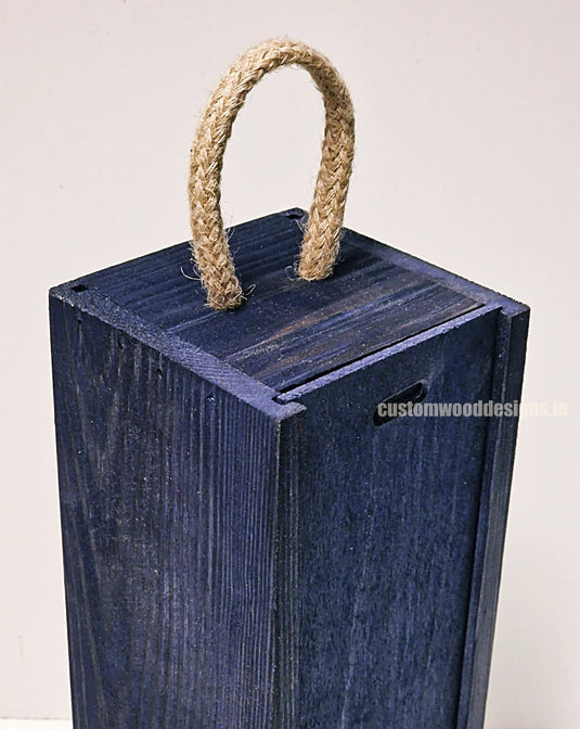 Sliding Lid Bottle Box - Single Blue x25 Bottle box Custom Wood Designs __label: Multibuy Bottle Boxes corporate gift gift box Gift Boxes irisg gift wooden Box bottle-box-default-title-sliding-lid-bottle-box-single-blue-x25-52616469021015