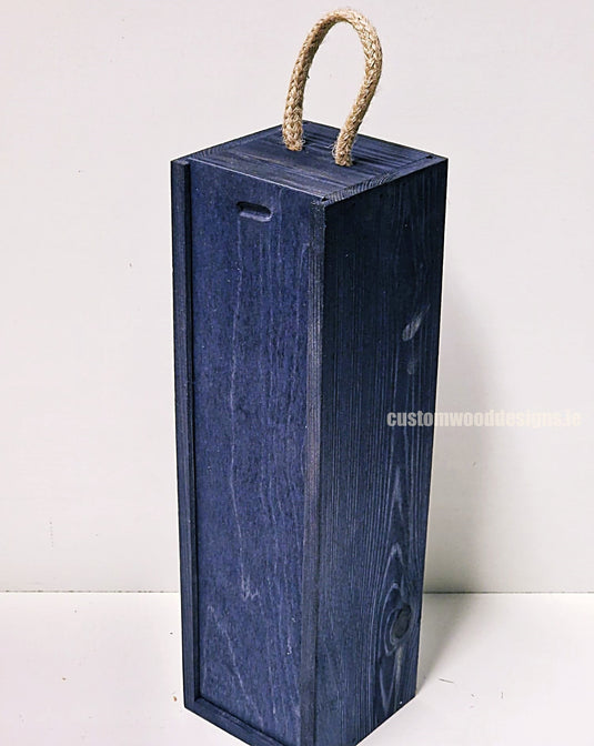 Sliding Lid Bottle Box - Single Blue x25 Bottle box Custom Wood Designs __label: Multibuy Bottle Boxes corporate gift gift box Gift Boxes irisg gift wooden Box bottle-box-default-title-sliding-lid-bottle-box-single-blue-x25-53613479199063