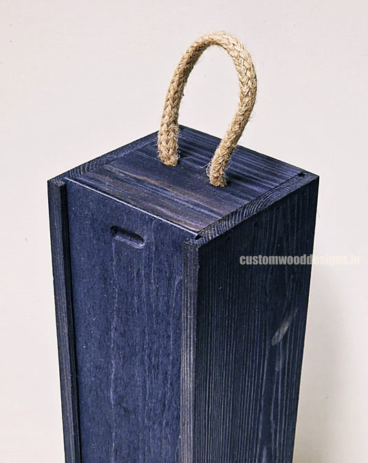 Sliding Lid Bottle Box - Single Blue x25 Bottle box Custom Wood Designs __label: Multibuy Bottle Boxes corporate gift gift box Gift Boxes irisg gift wooden Box bottle-box-default-title-sliding-lid-bottle-box-single-blue-x25-53613483950423