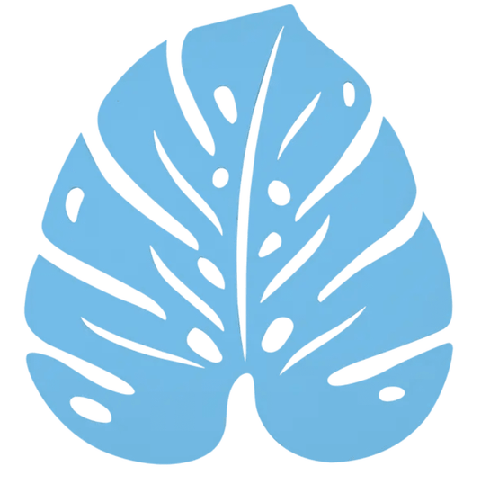 Fermob Maya Blue Monstera non-slip metal pad with botanical pattern, designed to prevent slipping on surfaces.