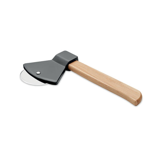 Pizza cutter with bamboo handle pack of 25 Custom Wood Designs __label: Multibuy branded-pizza-cutter-with-bamboo-handle-pack-of-25-53613651689815