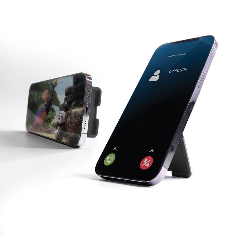 Load image into Gallery viewer, C-Secure Mag Safe phone wallet - Custom Wood DesignsC-Secure Mag Safe phone wallet attached to a smartphone, designed for secure card storage and easy access.Phone &amp; Tablet accessoriesP820.9901Polyurethaneblack
