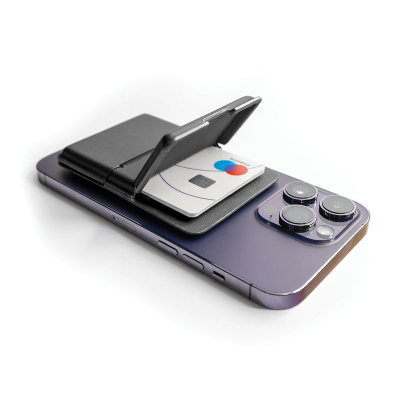 Load image into Gallery viewer, C-Secure Mag Safe phone wallet - Custom Wood DesignsC-Secure Mag Safe phone wallet attached to smartphone, portable accessory for holding cards and cash securely.Phone &amp; Tablet accessoriesP820.9901Polyurethaneblack
