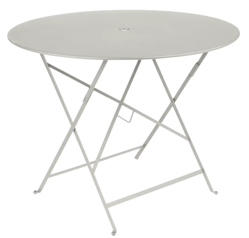 Load image into Gallery viewer, Fermob round Bistro Table Ø 96 in grey, outdoor metal cafe table suitable for 4 to 5 seats, perfect for outdoor dining.
