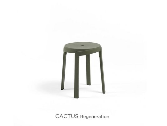 Nardi Stack Mini Stool outdoor chair with cactus design, made for sustainable patio and restaurant use, suitable for outdoor spaces.