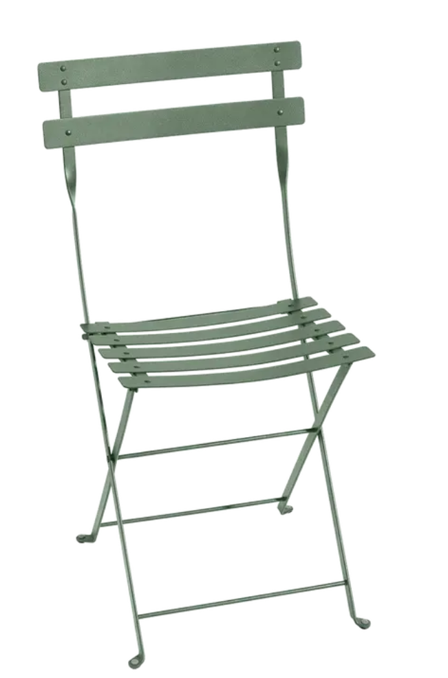 Load image into Gallery viewer, Cactus green Fermob Bistro Metal Folding Chair with classic French bistro design and slatted seat and backrest.
