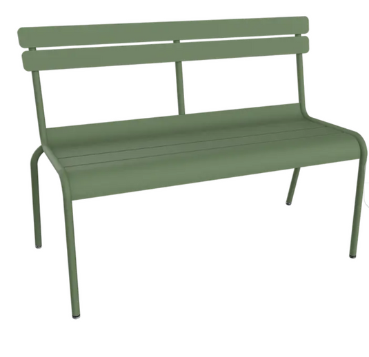 Fermob Luxembourg 2/3-seater outdoor bench with backrest, featuring a stylish design for indoor or outdoor use.
