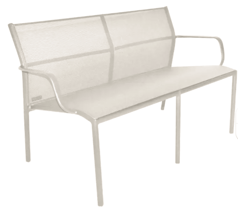 Load image into Gallery viewer, Clay grey Fermob Cadiz 2-seater outdoor aluminum bench with sleek design, ideal for garden or patio seating.
