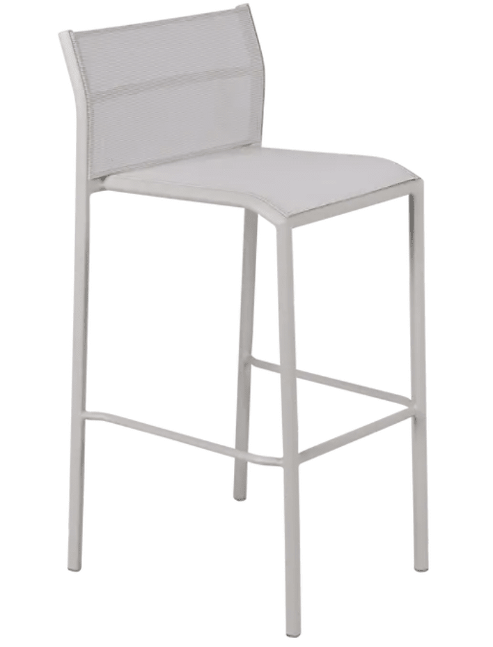 Load image into Gallery viewer, Fermob Cadiz outdoor metal bar stool in ClayStereoGrey with a sleek, modern design, suitable for patio or bar areas.
