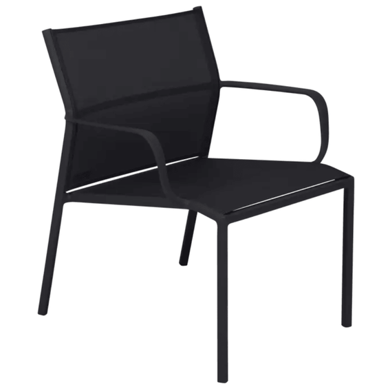 Cadiz Low Armchair OTF - Custom Wood DesignsFermob Cadiz Low Armchair outdoor with aluminum frame and technical fabric in liquorice color, stylish patio furniture.Armchair Outdoor Aluminum24575194366775Liquorice