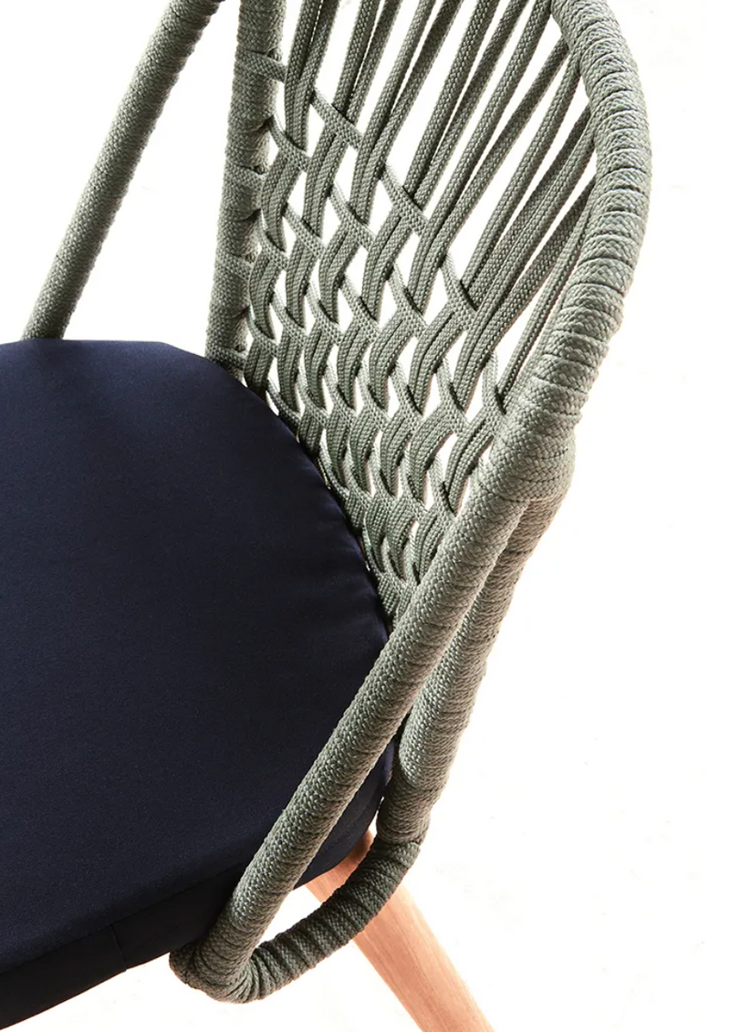 Load image into Gallery viewer, Fermob GORDES luxury teak outdoor chair with cushioned seating, ideal for cafe or patio setting in Ireland.
