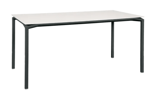 Fermob CALVI AERIS mineral dining table in anthracite grey, 160 x 80 cm, six-seater outdoor table with sleek design.