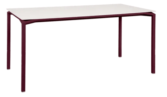 Black Fermob CALVI AERIS mineral dining table, 160x80 cm, six-seater, with sleek black cherry finish, perfect for modern dining spaces.