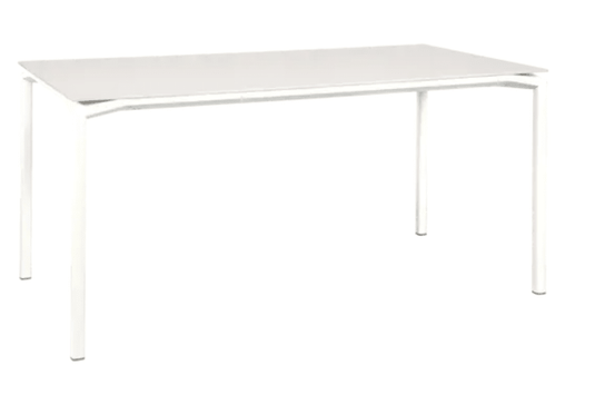Fermob CALVI AERIS mineral dining table, 160 x 80 cm, six-seater with sleek modern design and sturdy metal construction.