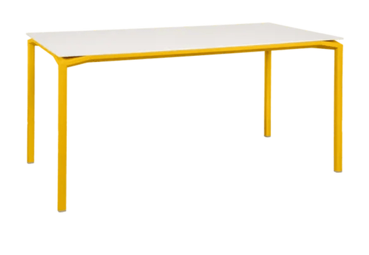 Fermob CALVI AERIS mineral dining table, 160x80 cm, six-seater with sleek tabletop and modern design.