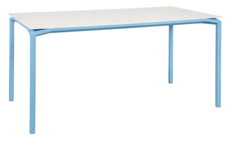 Load image into Gallery viewer, Fermob Calvi Aeris mineral dining table in Maya Blue, 160 x 80 cm, six-seater with a sleek, modern design.
