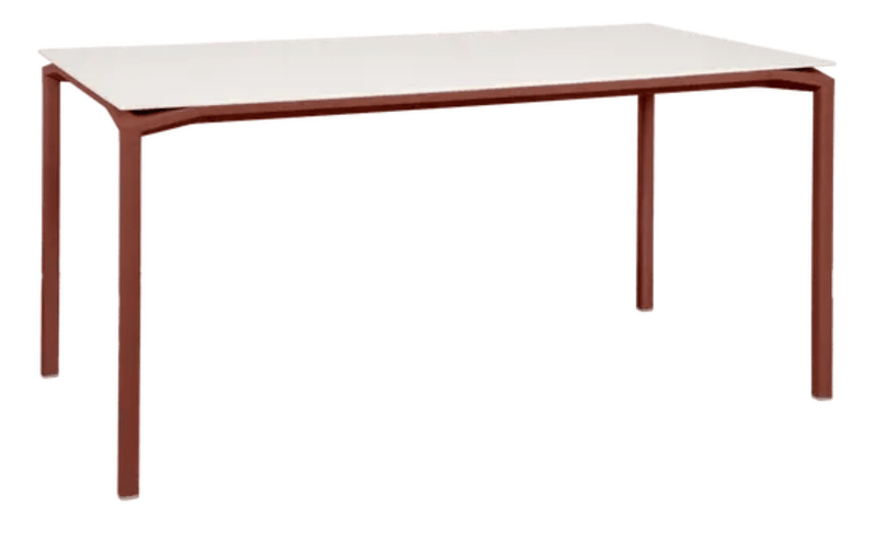 Load image into Gallery viewer, Redochre Fermob CALVI AERIS mineral dining table with a 160 x 80 cm surface, designed for six seats, outdoor furniture.
