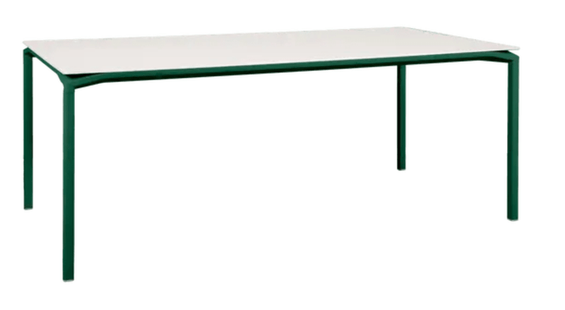 Load image into Gallery viewer, CALVI AERIS Mineral Table 195 x 95 cm Eight Seater - Custom Wood DesignsFermob CALVI AERIS mineral dining table with cedar green tabletop, 195x95 cm, eight-seater outdoor table for dining spacesDining Table Eight Seater24575186739831Cedar Green
