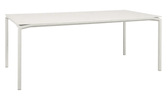 Fermob CALVI AERIS mineral dining table, 195 x 95 cm, eight-seater with a sleek table top for modern dining spaces.