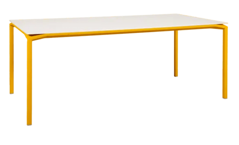 Load image into Gallery viewer, CALVI AERIS Mineral Table 195 x 95 cm Eight Seater - Custom Wood DesignsFermob CALVI AERIS mineral dining table, 195x95 cm, eight-seater with honey-colored tabletop and sturdy metal frame.Dining Table Eight Seater24575187501975Honey
