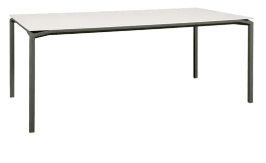 Fermob Calvi Aeris mineral dining table, 195x95 cm, eight-seater with sleek tabletop and sturdy legs for outdoor dining.