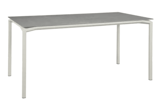 Fermob CALVI Creta Mineral dining table, 160x80 cm, six-seater with grey surface, ideal for modern dining rooms.