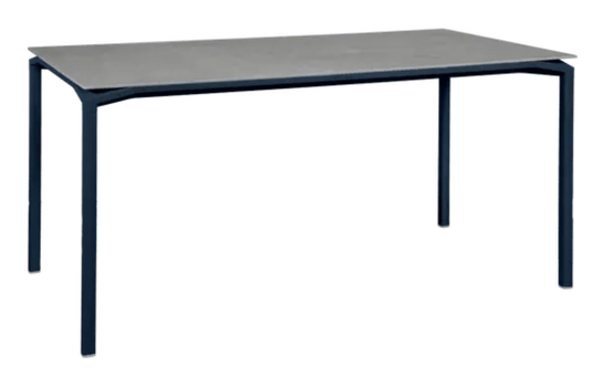Fermob CALVI Creta Mineral dining table in deep blue grey, 160x80 cm, six-seater outdoor table with modern design