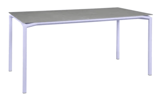 Fermob CALVI Creta Mineral dining table in Marshmallow Grey, 160 x 80 cm, six-seater with modern design and sturdy construction.