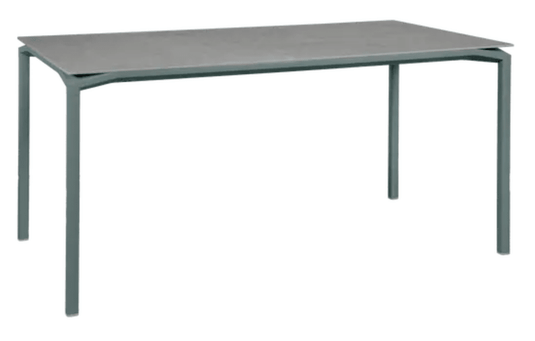 Fermob CALVI Creta Mineral Dining Table in Storm Grey, 160x80cm, six-seater with aer color finish, perfect for dining spaces.