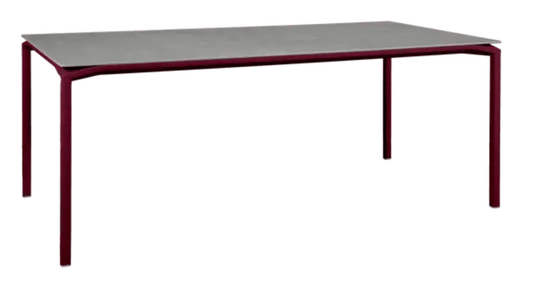 Fermob CALVI Kreta mineral dining table, 195 x 95 cm, black cherry finish, eight-seater with sturdy tabletop for outdoor dining.