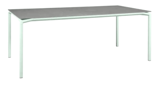 CALVI Kreta Mineral Table 195 x 95 cm Eight Seater - Custom Wood DesignsFermob CALVI Kreta mineral dining table, 195x95cm, eight-seater with a mint-colored concrete tabletop and sturdy metal legs.Dining Table Eight Seater24575189814487Ice Mint