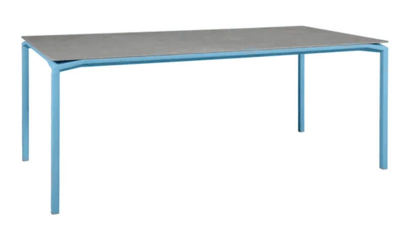 Load image into Gallery viewer, Fermob CALVI Kreta mineral dining table in Maya Blue, 195x95 cm, eight-seater with durable stone surface and modern design.
