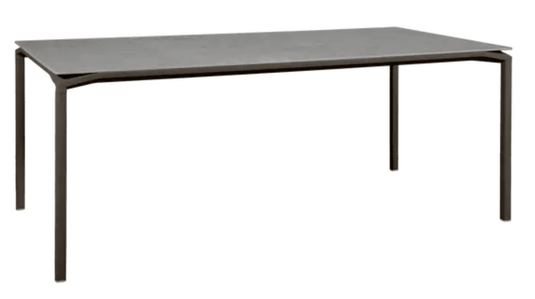Fermob CALVI Kreta mineral dining table, 195x95 cm, eight-seater with a durable stone tabletop and sturdy metal legs.