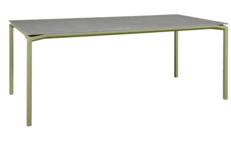Load image into Gallery viewer, Fermob CALVI Kreta mineral dining table, 195x95 cm, eight-seater with willow green durable tabletop for outdoor dining.
