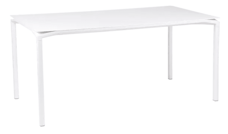 Load image into Gallery viewer, White Fermob CALVI rectangular kitchen table, 160x80 cm, six-seater, sturdy and stylish for dining or workspace.

