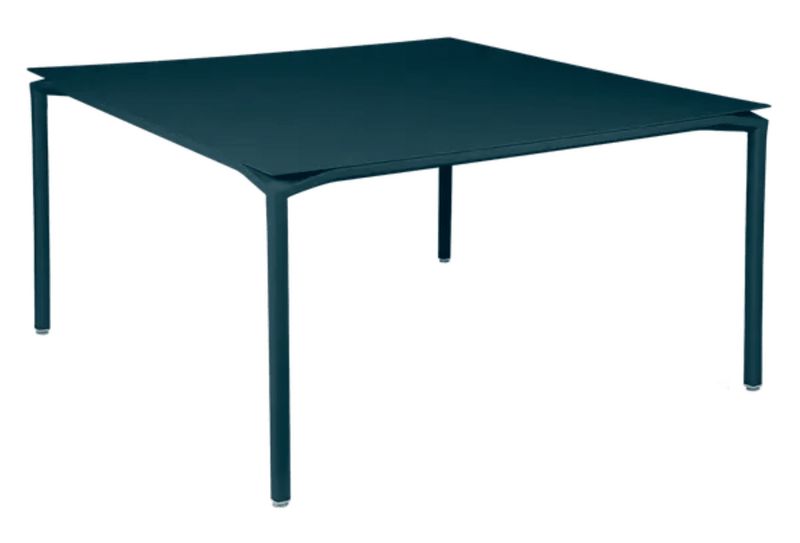 Load image into Gallery viewer, Fermob CALVI square dining table, 140x140 cm, metal tabletop with eight seats, modern outdoor furniture design.
