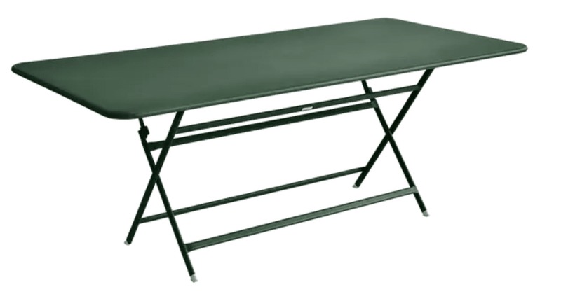 Load image into Gallery viewer, Cedar green Fermob Caractère foldable outdoor table, 190x90cm, eight-seater design, suitable for outdoor dining and gatherings.
