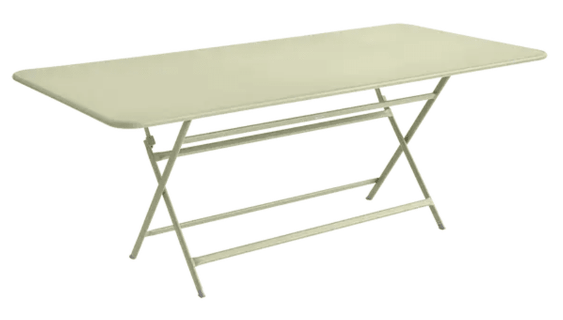 Load image into Gallery viewer, Willow green Fermob Caractère foldable outdoor table, 190x90 cm, eight-seater, suitable for outdoor dining and gatherings.
