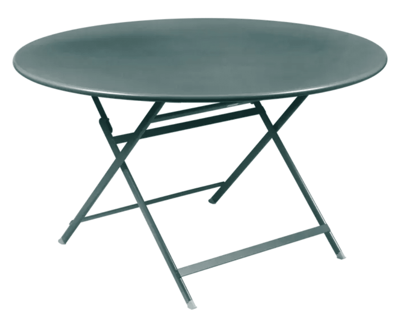 Load image into Gallery viewer, Fermob Caractère foldable metal table, Storm Grey, 128 cm diameter, eight-seater, with sleek, modern design and smooth surface.
