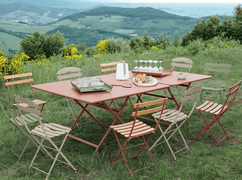 Load image into Gallery viewer, Fermob CARACTÈRE outdoor foldable table, 128x128 cm, eight seater with wooden top and sturdy metal frame, ideal for outdoor dining.
