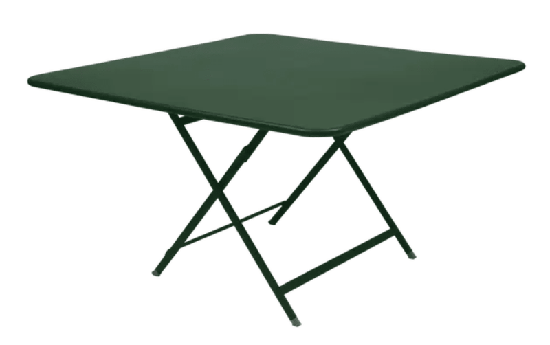 Load image into Gallery viewer, Cedar green Fermob Caractère foldable outdoor table, 128x128 cm, eight seater, suitable for outdoor dining and gatherings
