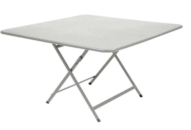 Load image into Gallery viewer, Clay grey Fermob Caractère foldable outdoor table, 128x128 cm, eight-seater, suitable for outdoor dining and gatherings.
