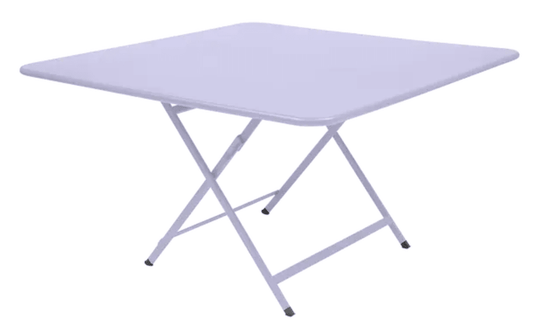 Fermob Caractère outdoor foldable table, 128x128 cm, eight-seater, with a marshmallow-colored tabletop and sturdy metal legs
