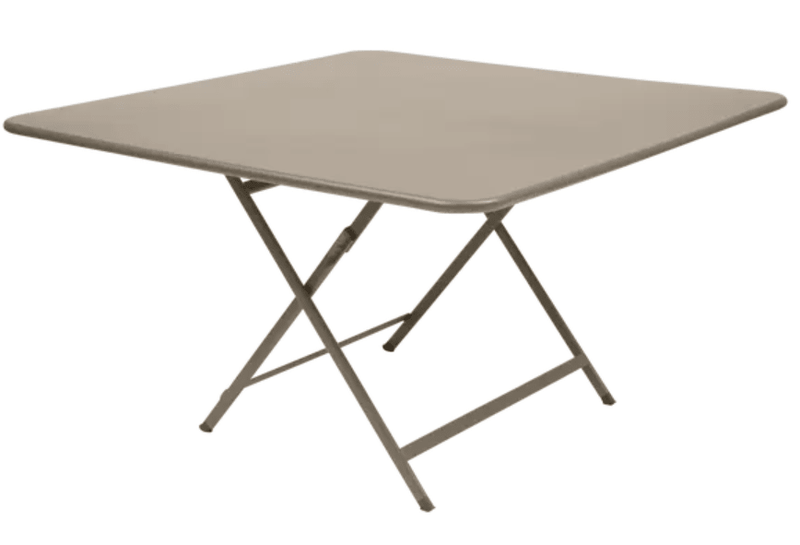 Load image into Gallery viewer, Nutmeg-colored Fermob Caractère foldable outdoor table, 128x128 cm, eight-seater, suitable for outdoor dining and gatherings.
