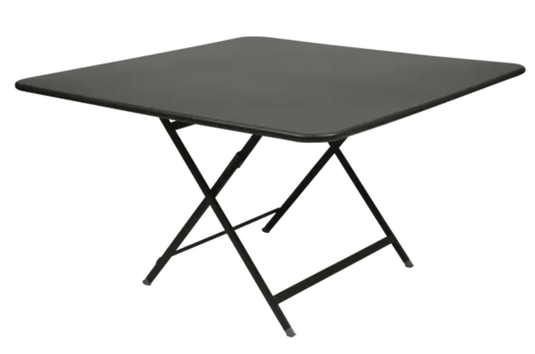 Fermob Caractère outdoor foldable eight-seater table, 128x128 cm, with a sleek design and sturdy construction for outdoor dining.