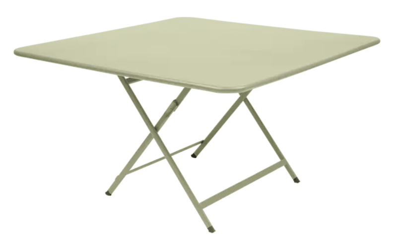 Load image into Gallery viewer, Willow green Fermob Caractère foldable outdoor table, 128x128 cm, eight-seater, suitable for outdoor dining and gatherings.
