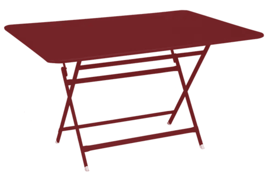 Fermob Caractère outdoor foldable metal table in Chilli, 128x90 cm, six-seater for patio or garden outdoor dining.